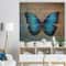Designart - Blue Vintage Butterfly - Floral Art Print on Natural Pine Wood